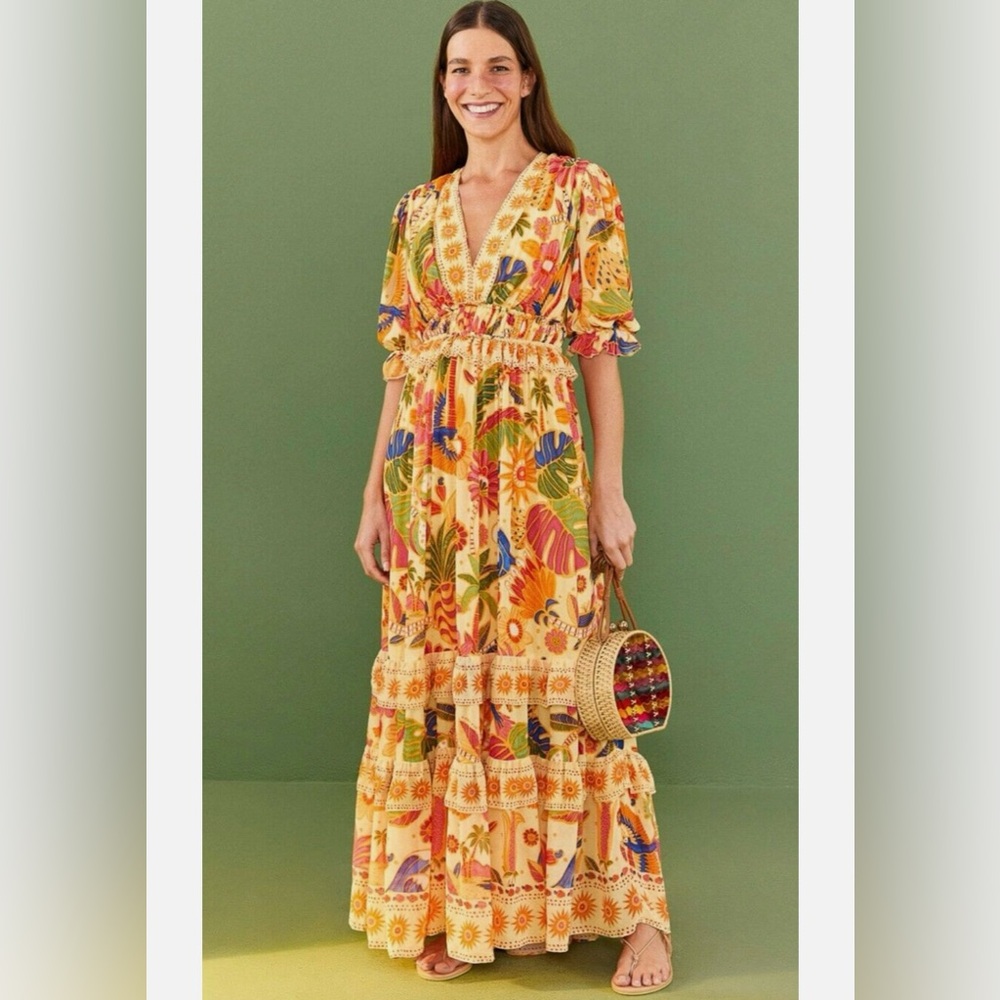 FARM Rio Yellow Tapestry Maxi Dress